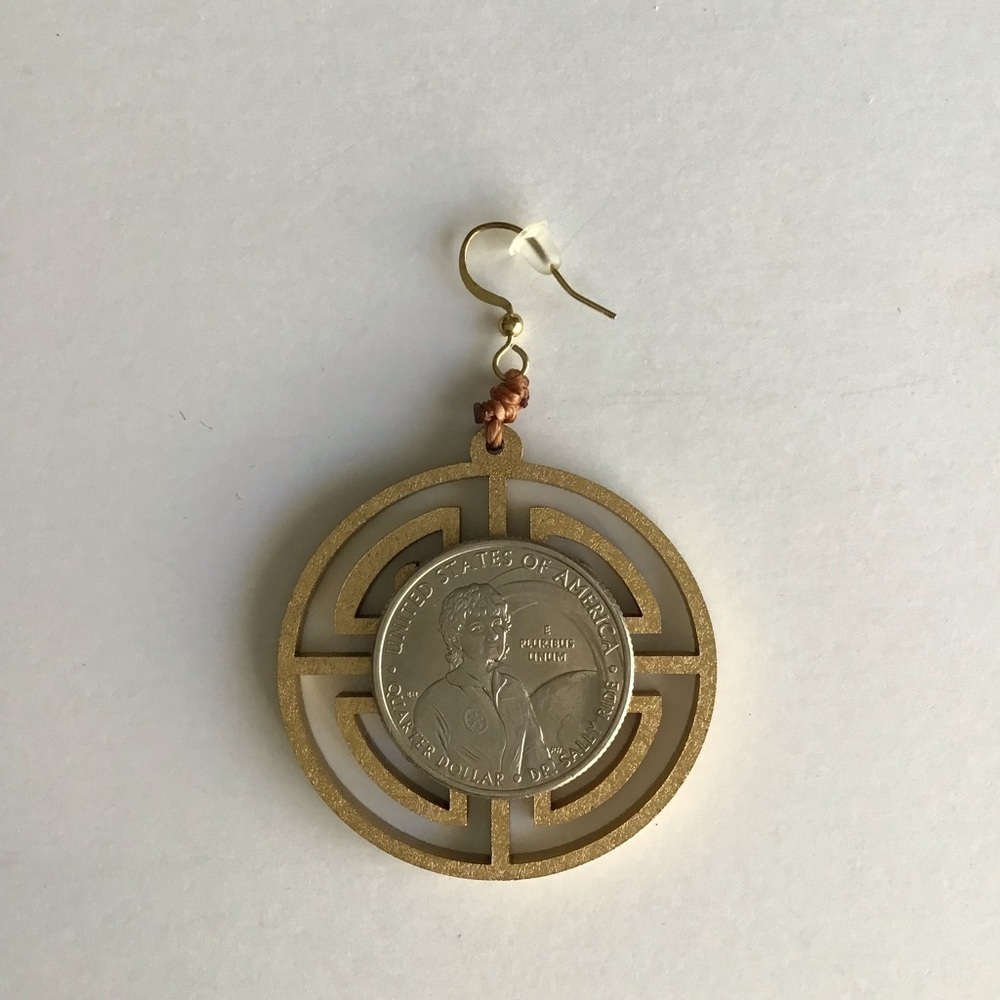 TAGUA Nut Medallion Earrings Asian-Style Matte Gold Open Work Lightweight NEW - Picture 10 of 15